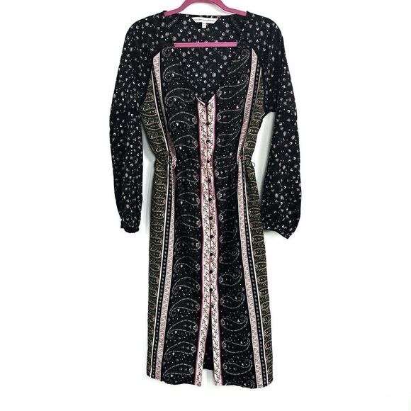 Cupcakes and Cashmere Nollie Stripe Long Sleeve Midi Dress Sz Small - Picture 3 of 16